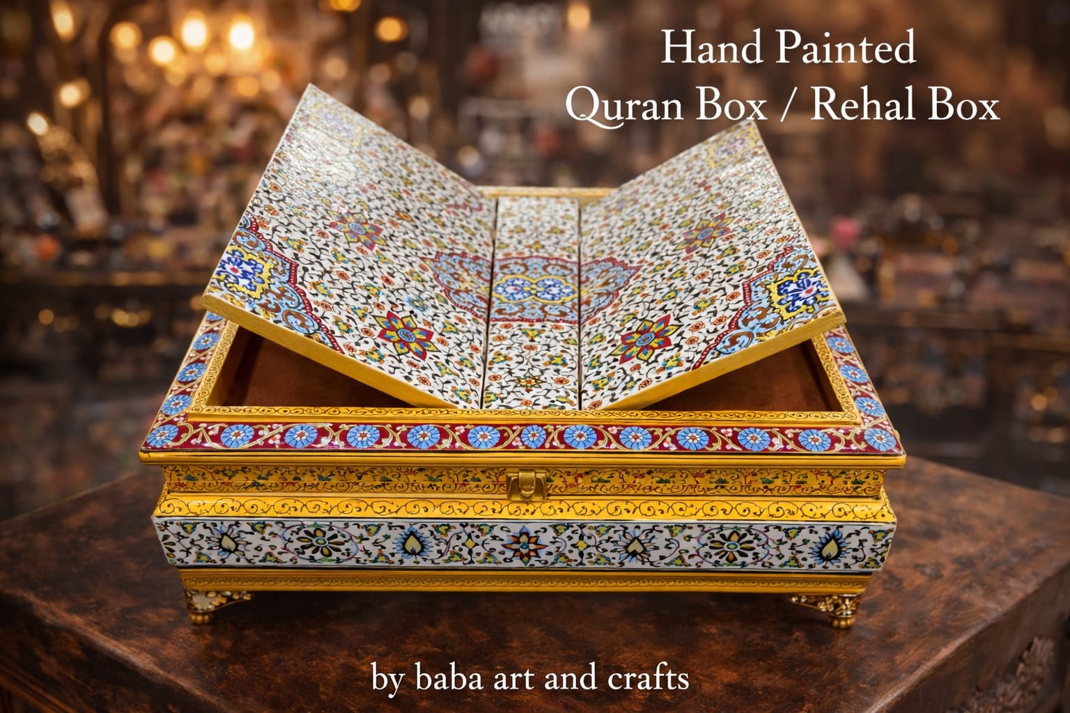 Handmade Quran Box , Hand painted Rehal ,Paper mache quran box , handmade papier machie box  